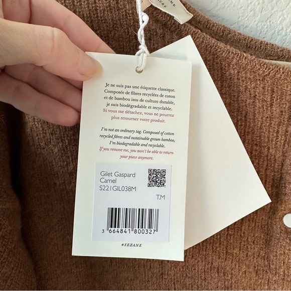 NWT Sezane Gaspard Cardigan Sweater Camel Brown SZ M - Picture 6 of 8
